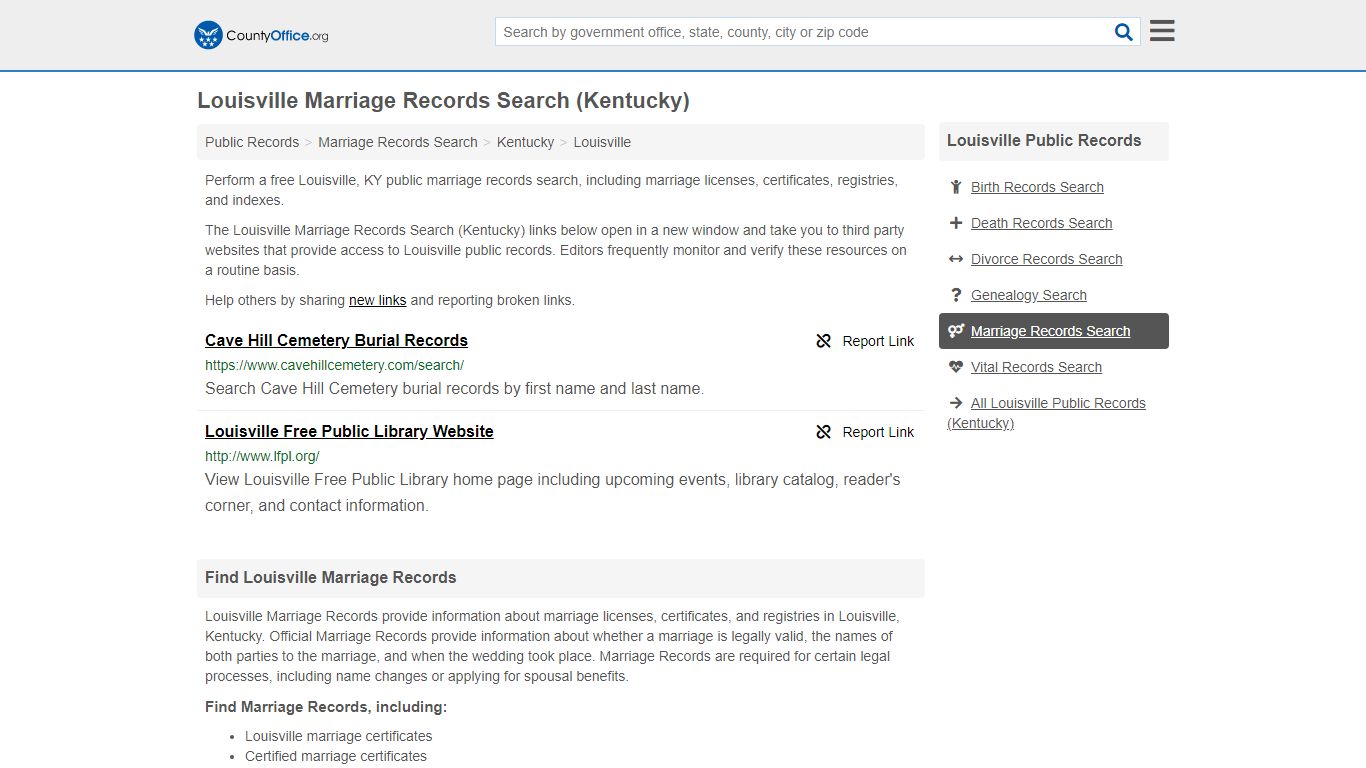 Louisville Marriage Records Search (Kentucky) - County Office